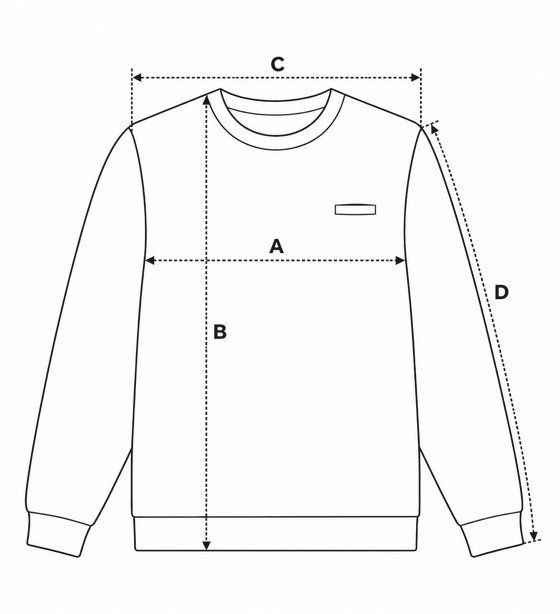 Crewneck measurement diagram